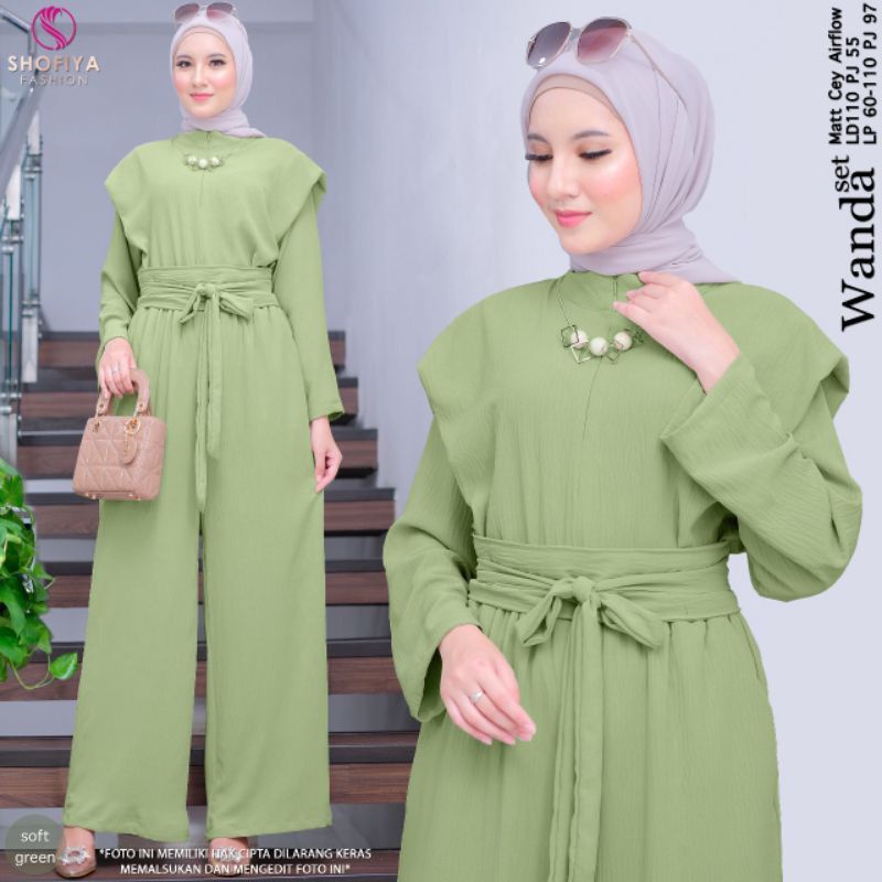 Setelan Wanita Kekinian Wanda Set Baju Perempaun Dewasa Setelan Crinkle One Set Jumbo Ld120 cm Ootd Wanita Set