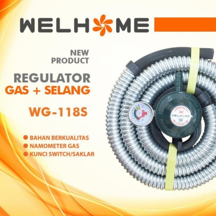 Terlaris Welhome Paket Selang & Regulator Kompor Gas Lpg Plus Meter Wg-118S Sni