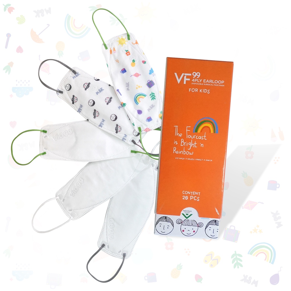 Vio VF99 Mask '20S 4 Ply Earloop Kids X Majoli edition masker anak model VF 1 box isi 20pcs