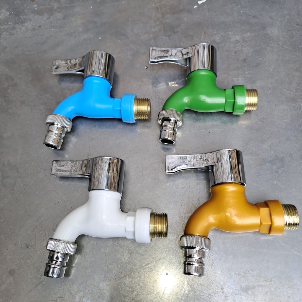 Keran Air Tembok Taman 1/2 Inch PVC Kran Plastik Warna 1/2&quot; Engkol