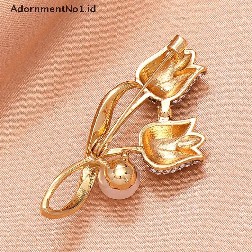 [AdornmentNo1] Fashion Zirkon Tulip Bros Pin Untuk Ransel Kerah Lapel Pin Perhiasan Aksesoris Hadiah Pesta [ID]