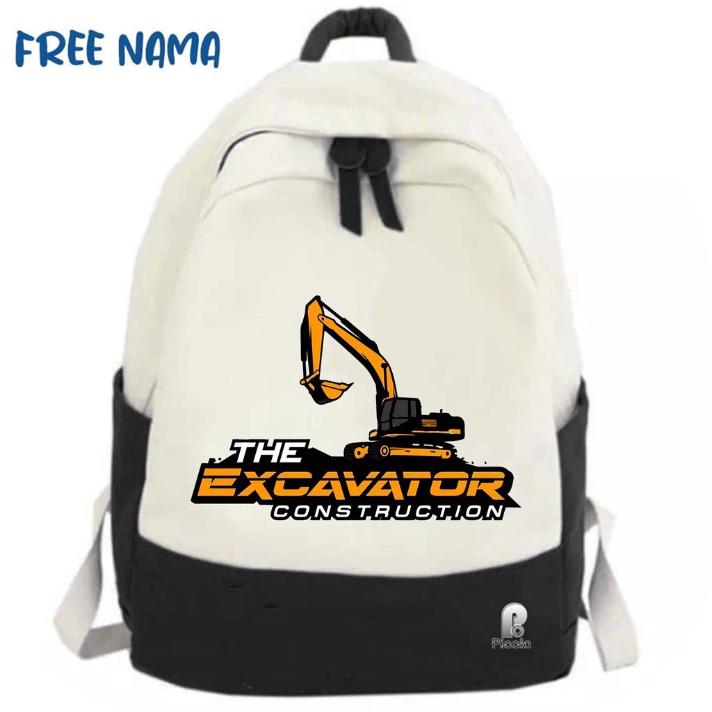 TAS RANSEL BACKPACK ANAK SEKOLAH MOTIF EXCAVATOR UNISEX (FREE NAMA)