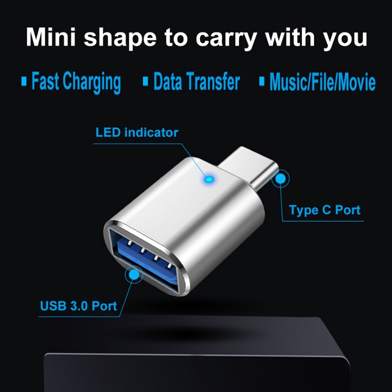 Adaptor 3A Aluminium Alloy USB Ke Tipe-C Female/Converter USB-C Untuk Komputer/Handphone Adaptor Konektor Kabel