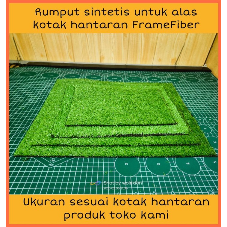 sepaket rumput sintetis buat alas kotak hantaran framefiber