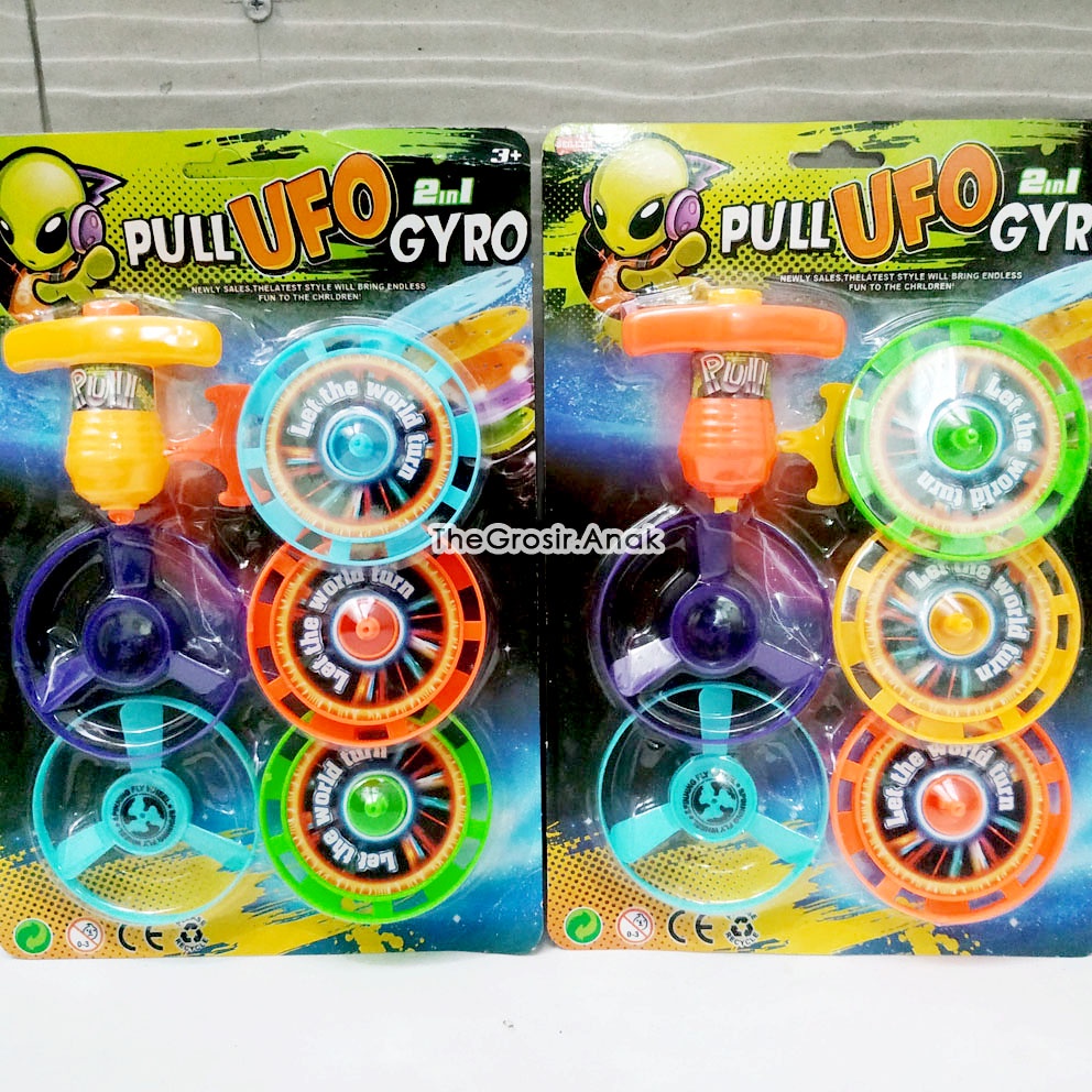 Pull Ufo Gyro 2in1 Gasing Pencet Tarik Baling Gangsing Beyblade