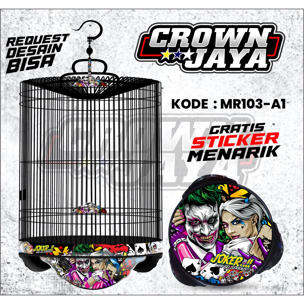 Stiker Decal Sangkar Murai - Decal Stiker Kandang Tebok Custom Desain Motif Joker - Stiker Decal Murai Batu BNR,ORIQ JAYA - MR