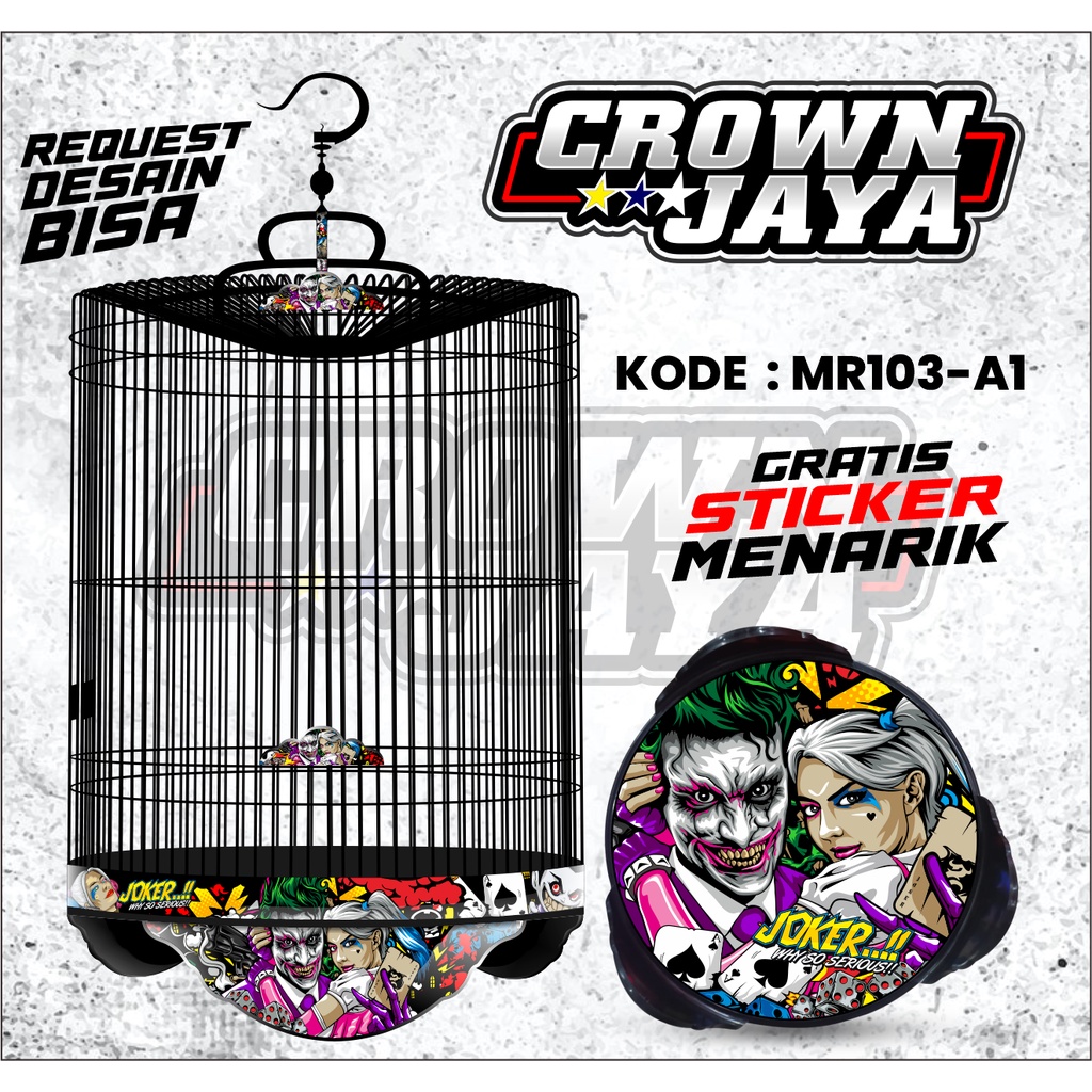 Stiker Decal Sangkar Murai - Decal Stiker Kandang Tebok Custom Desain Motif Joker - Stiker Decal Mur
