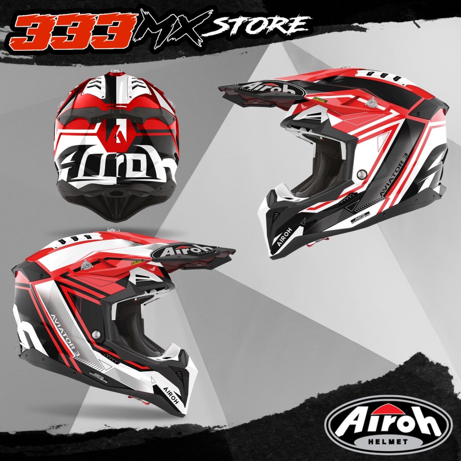 HELM AIROH AVIATOR LEAGUE RED 2023 HELM CROSS AIROH AVIATOR 3 2023 ORI