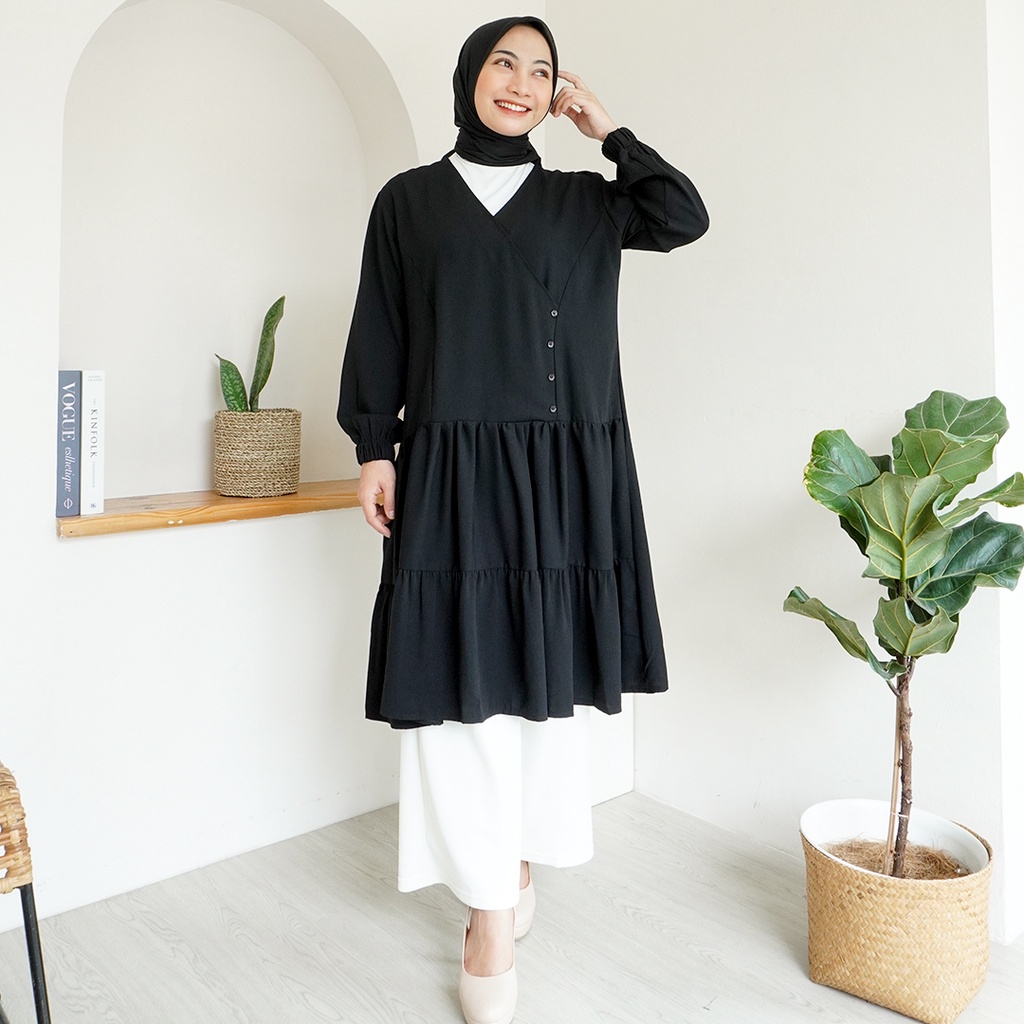 Darla Midi Dress/Tunik B5010155 by Sonia Basic Tunik Premium Wanita / Tunik Midi Polos Wanita