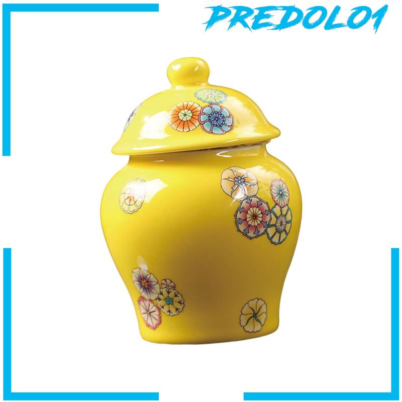 [Predolo1] Vas Guci Porcelain Dengan Tutup Handmade Untuk Ruang Makan Rumah Aksen Potongan