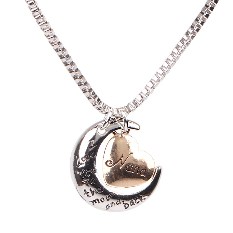 Love you, go to the moon and back. | Kalung Dengan Liontin I Love You Mother Bahan Stainless steel Untuk Pria Dan Wanita