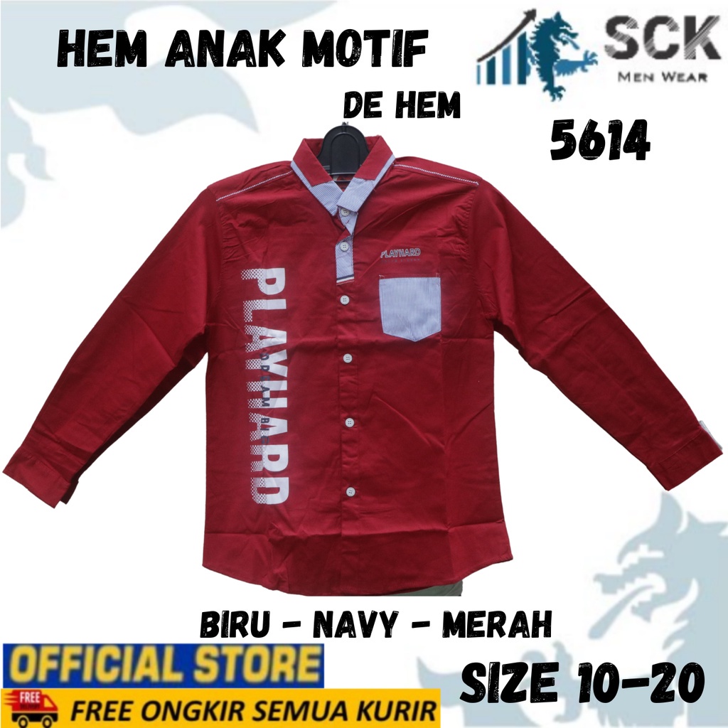 Kemeja Anak Polos De Hem 5614 10-20 Lengan Panjang [Usia 2-10Th]  / Kebutuhan Anak Laki - sckmenwear GROSIR