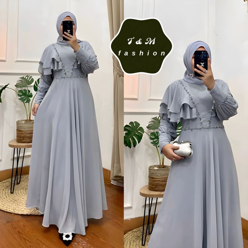 T &amp; M Fashion~HELLEN MAXI SONIA DRESS GAMIS KONDANGAN TERBARU BAJU WANITA KONDANGAN ARISAN IBU IBU DRESS MAKSI APLIKASI PAYET