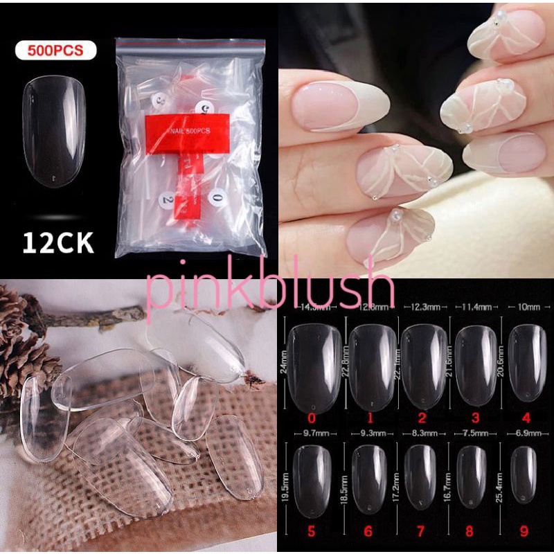 Kuku Palsu bening polos isi 500 kuku untuk extention/Fake Nails/Kuku Transparant