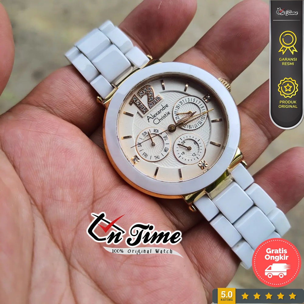 Jam Tangan Wanita Alexandre Christie AC 2359 BF Keramik Original