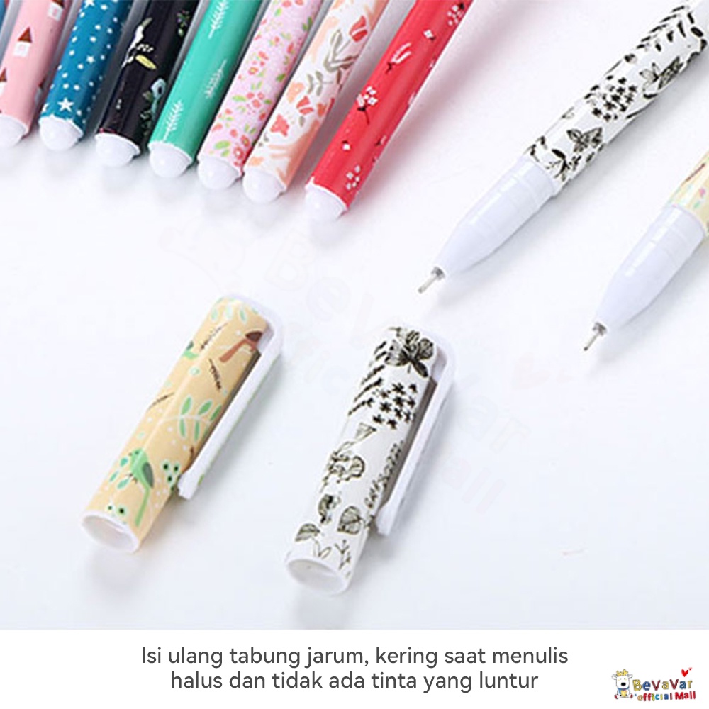 BEVAVAR 10Pcs Pulpen Gel Motif Lucu /Ballpoint Gel Pen Gel