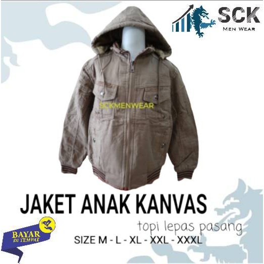 Jaket Kanvas Dalam Bulu Anak Cowok Cewek 5310 5312 5315 Unisex Topi Lepas Pasang Usia 3-8Th - sckmenwear GROSIR