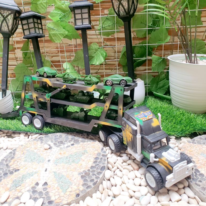 Mainan Set Truk Hauler Militer Angkut Army Trailer Mobil besar Anak Edukasi - mainan besar truk army