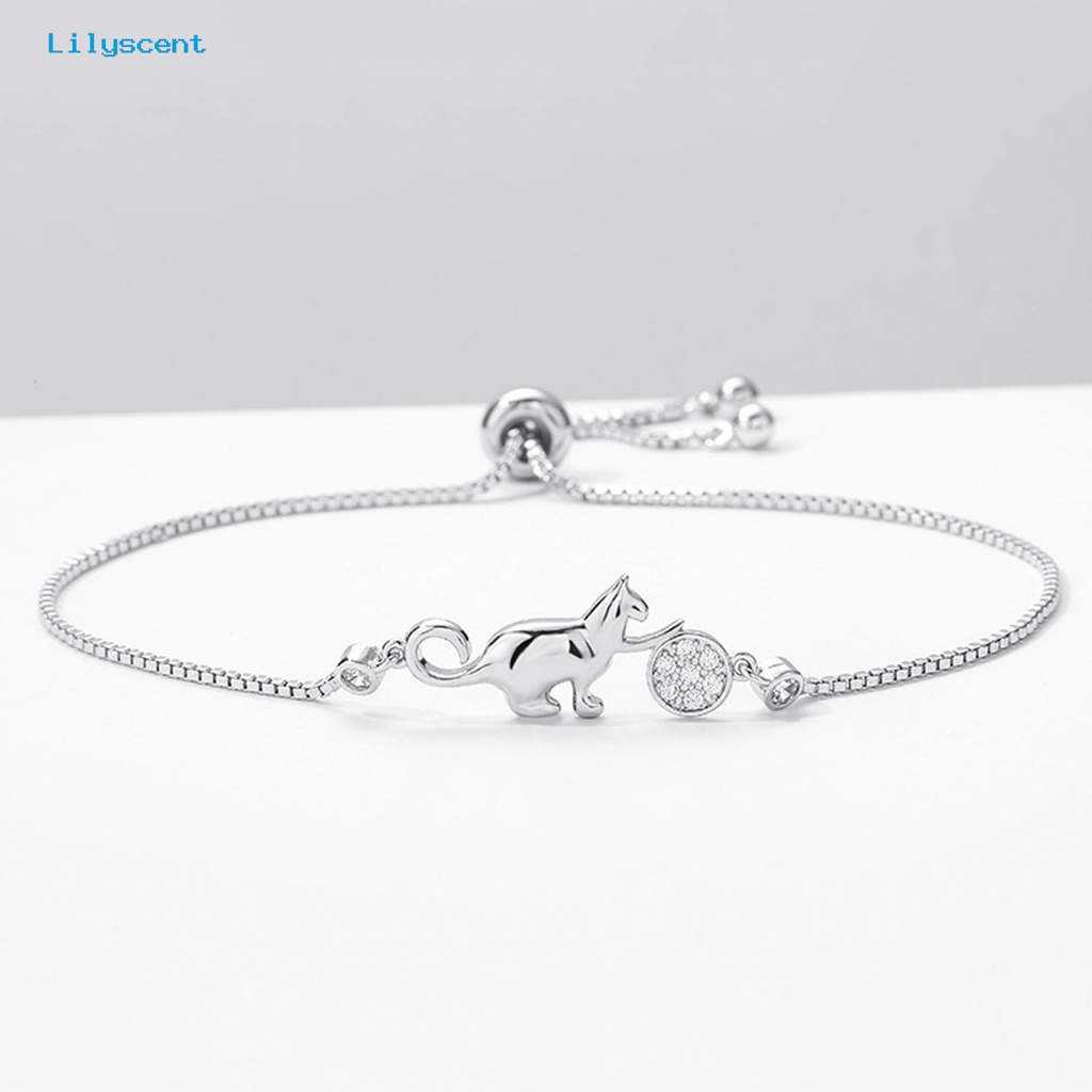 [LS] Gelang Wanita Serut Desain Anti Karat Kucing Berlian Imitasi Adjustable Bangle Perhiasan Untuk Hadiah