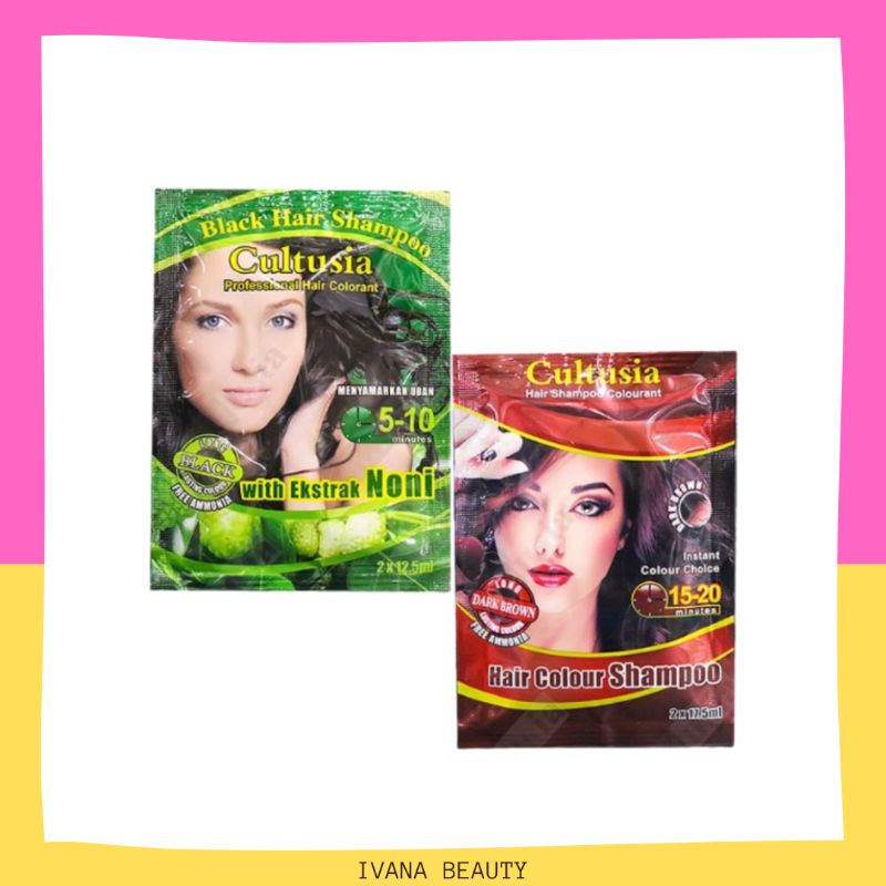 CULTUSIA Hair Shampo black | Dark Brown - Cat Rambut Shampoo - Harga 1 sachet