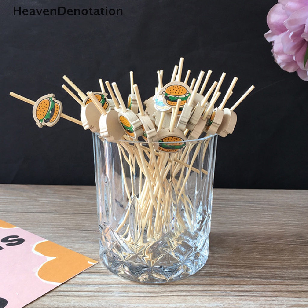 [HeavenDenotation] 100pcs/pack Hamburger Garnish Bambu Stik Buah Snack Pesta Food Picks HDV