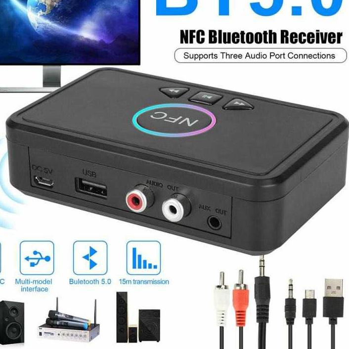 ◊ Centechia Audio Bluetooth 5.0 Receiver Adapter NFC RCA AUX Spiker Audeo Blutut Speaker Universal B