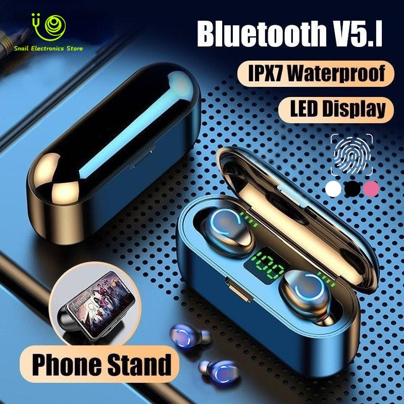 F9-8 Air Headset TWS 5.0 Bluetooth Earphone In-ear Stereo Wireless Headphone Powerbank