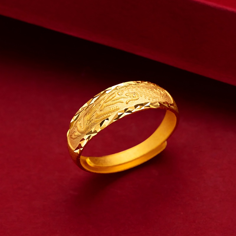 Goldkingdom Perhiasan Fashion 24 K Bangkok Aksesoris Ready Stock Pernikahan Vintage Naga Dan Phoenix Pasangan Cincin Pasangan Berlapis Emas Desain Sederhana