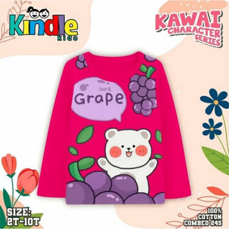 KAOS LENGAN PANJANG KAWAI KARTUN KINDLE KIDS (BRP06)