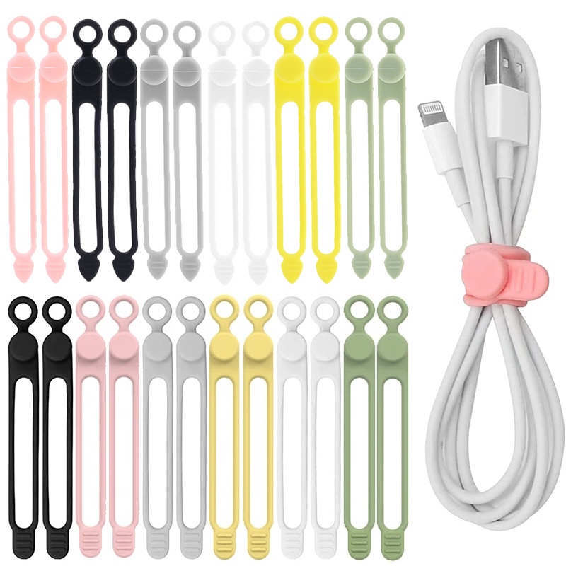 [Unggulan] 1per5pcs Headphone Kabel Winder 3lubang Silikon Data Kawat Pemangkas Data Line Organizer Ponsel Charging Wire USB Data Cord Organizer