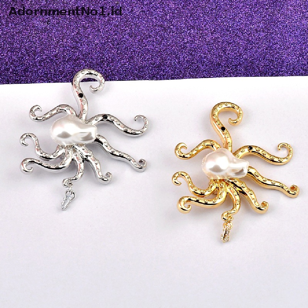 [AdornmentNo1] Bros Gurita Mutiara Imitasi Barok Besar Berlebihan Bros Hewan Perhiasan Gothic Punk Fashion Perhiasan Aksesoris [ID]