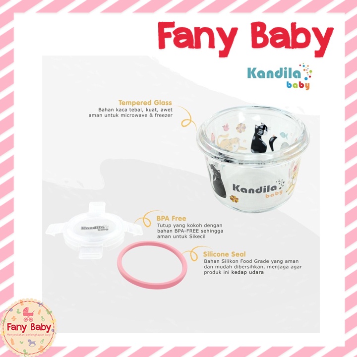 KANDILA BABY PRINTED GLASS FOOD CONTAINER 3PCS 160ML / KDL027-5