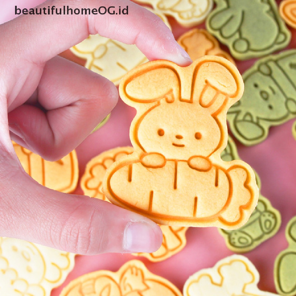 // Beautifulhomeog.id// 8Pcs/set Easter Plastik Cookie Cutter Rabbit Egg Biskuit Cetakan Kelinci Alat Baking **