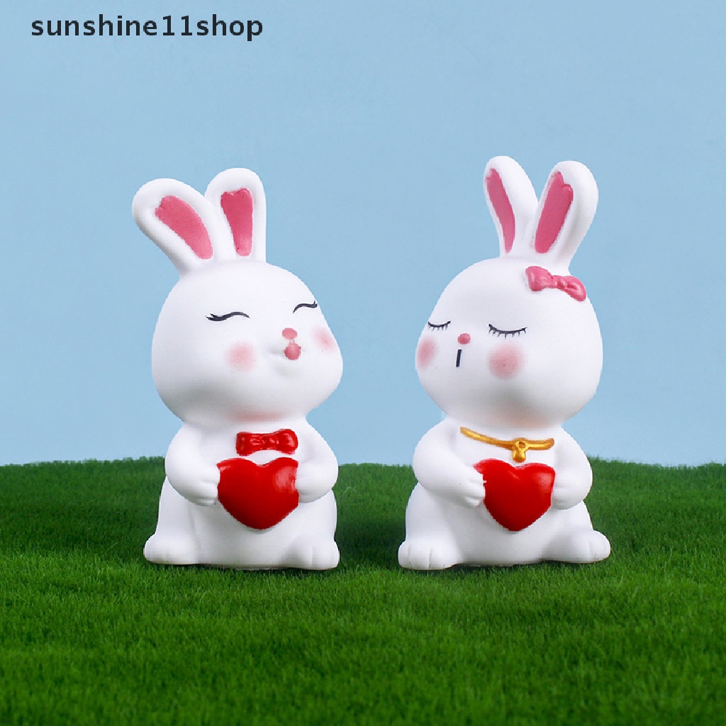 Sho Enamel Love Couple Kelinci Kue Hias Hiasan Valene's Day Rabbit Desktop Ornaments Aksesoris Lamaran N