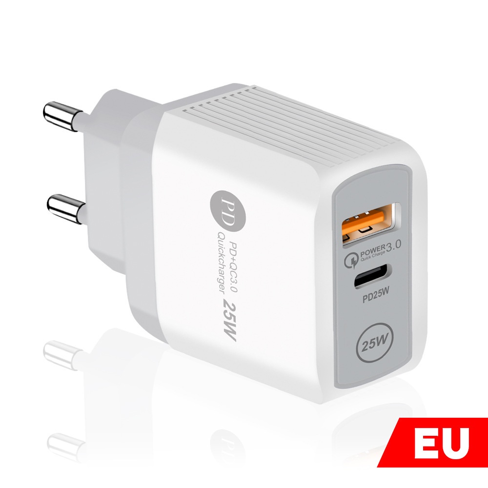 Vaorlo 25W Charger USB PD Fast Charging Port Untuk Port EU UK US QC3.0 Quick Charge