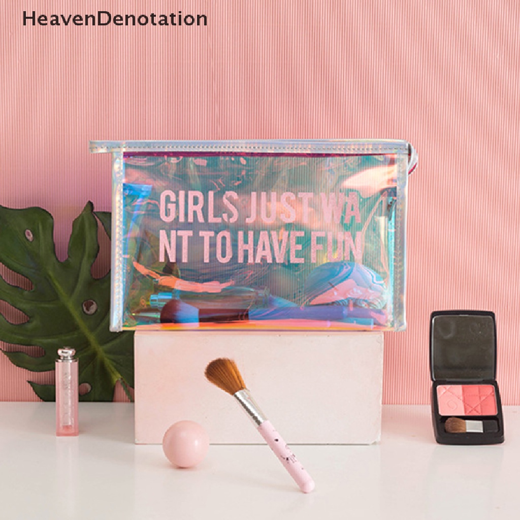 [HeavenDenotation] Tas Kosmetik Laser Transparan Zipper Wanita Anti Air Makeup Case PVC Kecantikan Make Up Pouch Jelly Lady Organizer Storage Bag HDV