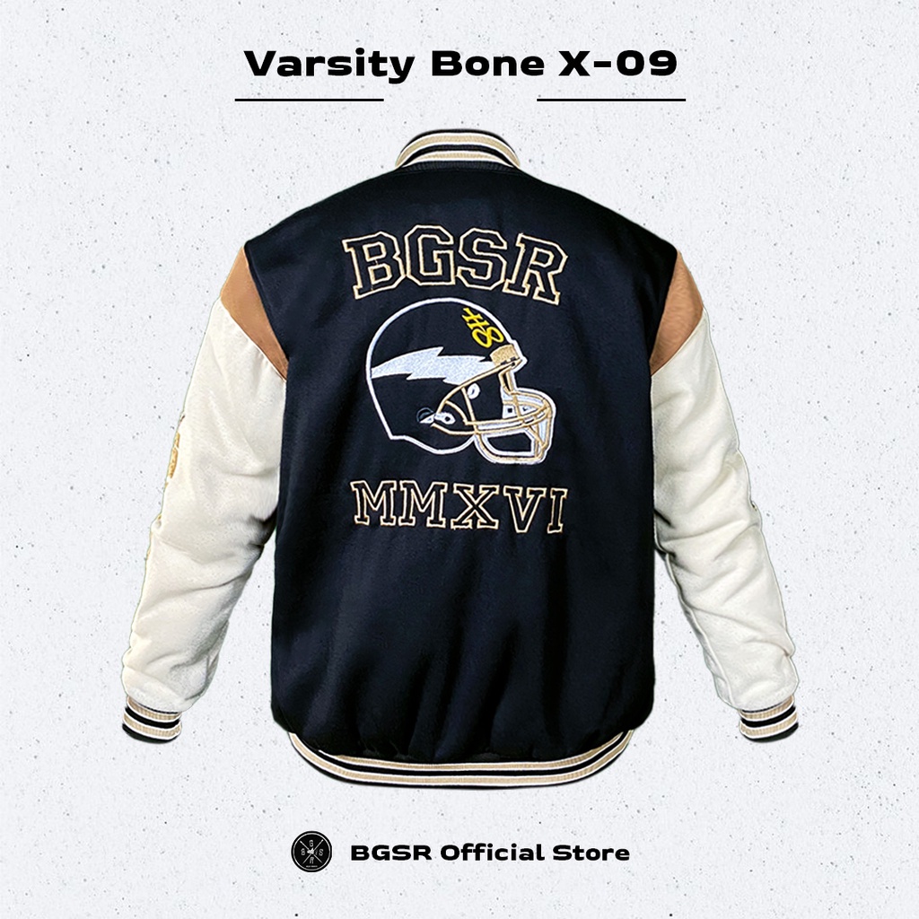 Jaket Baseball Varsity Jacket Pria Windbreaker Bordir Tebal Adem Bone X-09