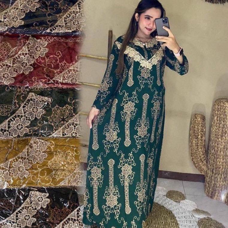 MENARIK DASTER ARAB BROKAT RENDA SULTAN LENGAN PANJANG | RAYON SUPER A | RENDA MILO