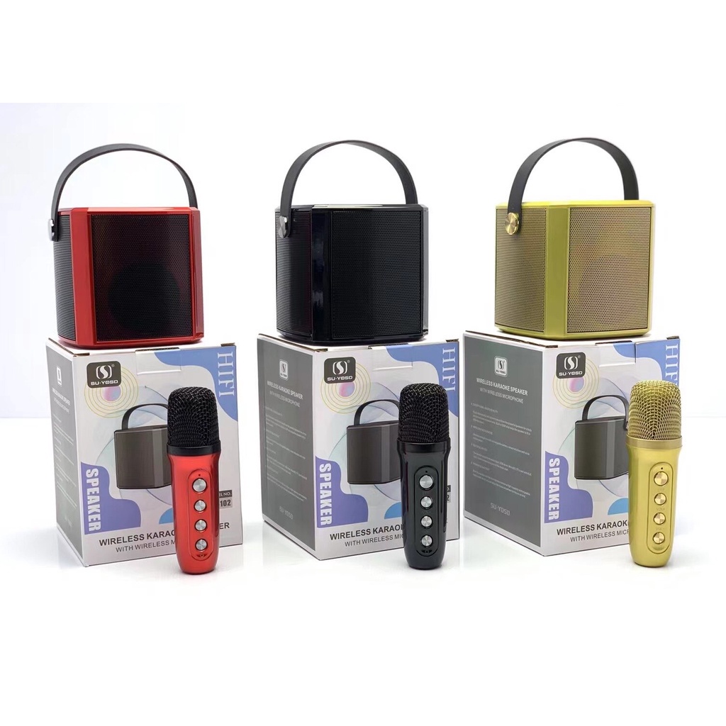 YS-102 Bluetooth speaker Small family KTV outdoor karaoke microphone Professional MURAH