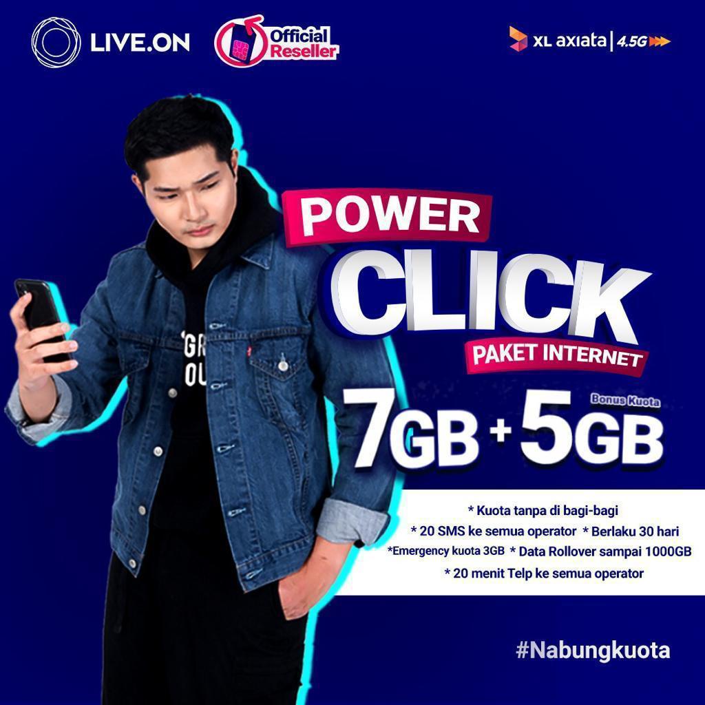 13GB Perdana Live.on 7GB + 5GB bonus kuota 1gb 24jam 30hari Live on / Liveon POWER CLICK