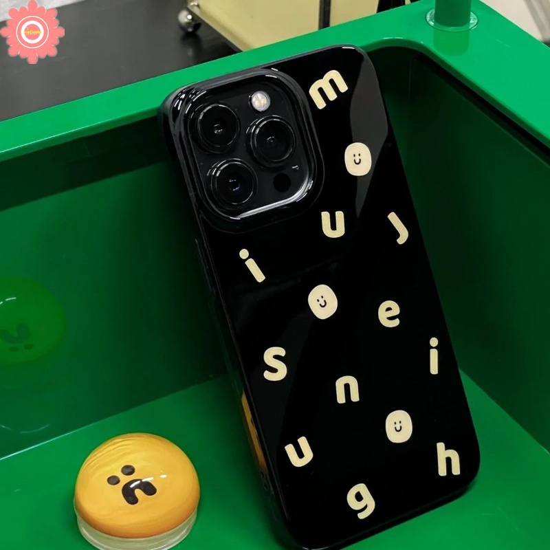 IPHONE Ins Fashion Simple Alphabet Case Kompatibel Untuk Iphone11 14 13 12 Pro Max7 8 Plus XR X XS Max SE 2020 Smiley Lucu Glossy Halus Lembut Tpu Silicon Phone Case