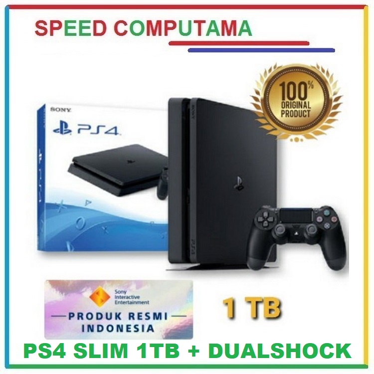 RESMI Console Sony Playstation 4 Slim 1TB 1x Dualshock PS4