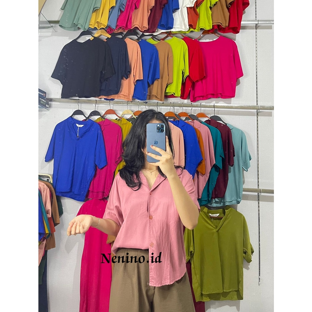 KEMEJA CROP WANITA/KEMEJA PENDEK WANITA/KEMEJA POLOS PENDEK WANITA TERBARU/KEMEJA RAYON