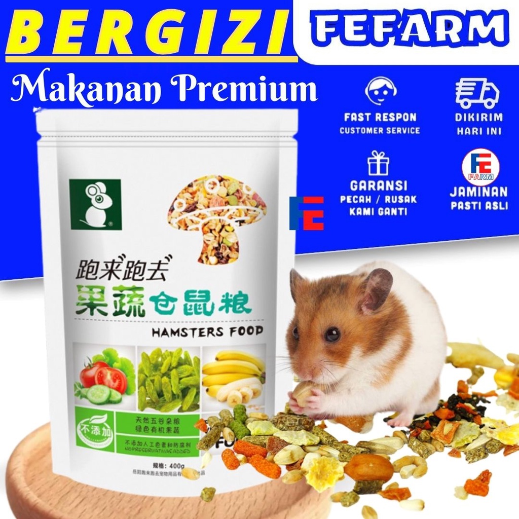 Makanan Pakan Hamster Sehat Dan Lezat Dengan Fruit Meal Untuk Hamstermu 400gram FEFARM