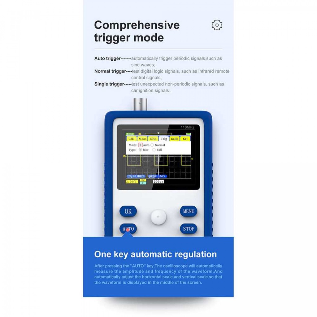 Digital Oscilloscope Handheld Portable 110MHz 500MS/s