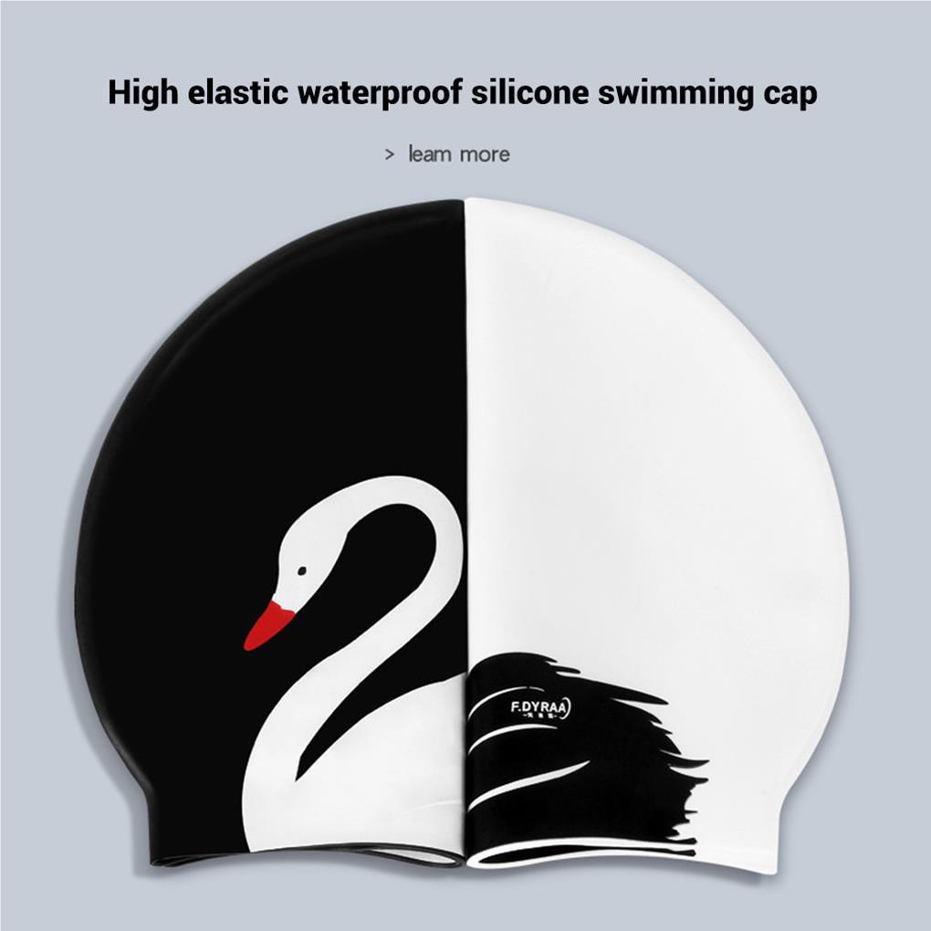 Topi Renang Silikon Untuk Wanita Dan Pria Swan Swimming Cap Bathing Cap Topi Renang Anti Air