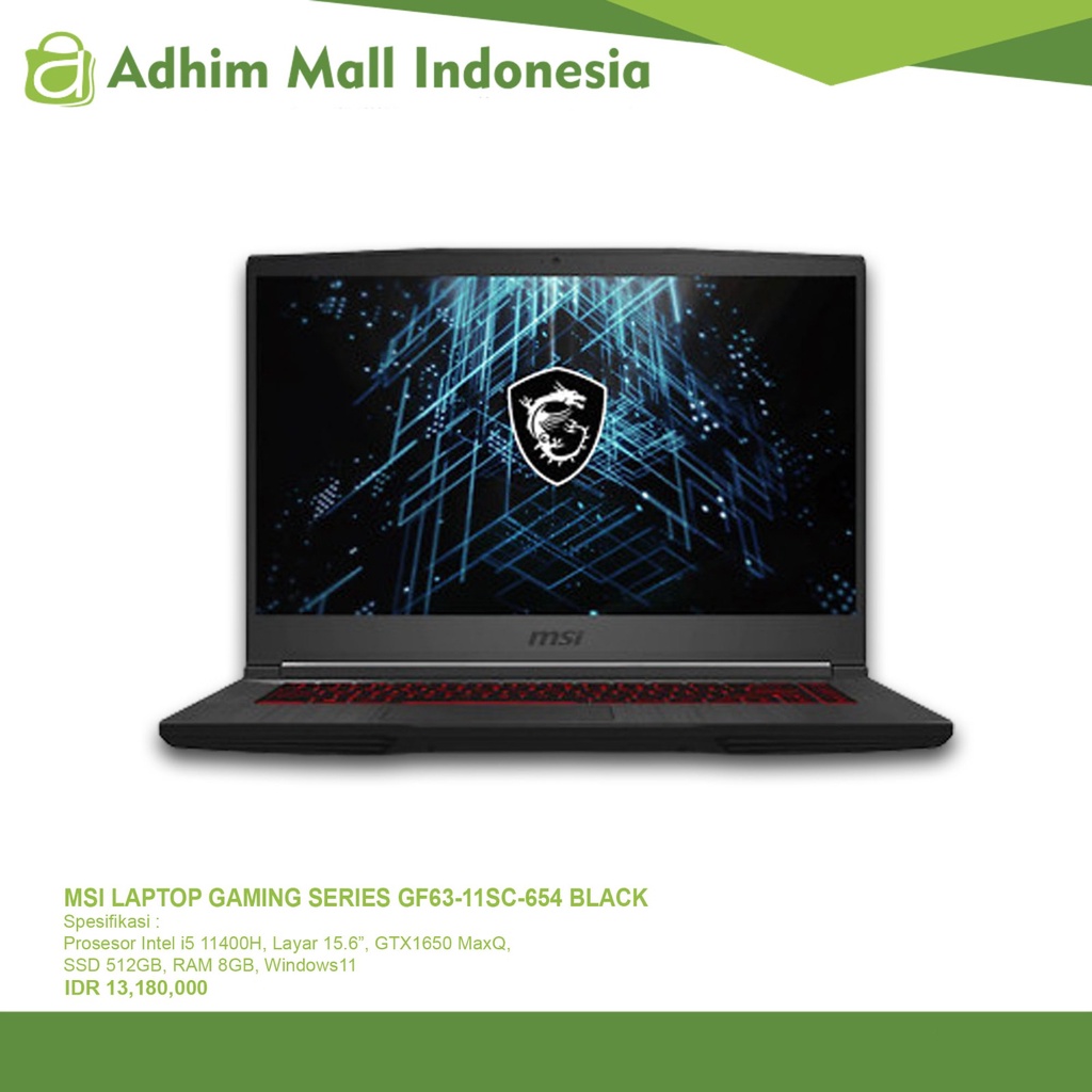 MSI Laptop Gaming Series GF63-11SC-654