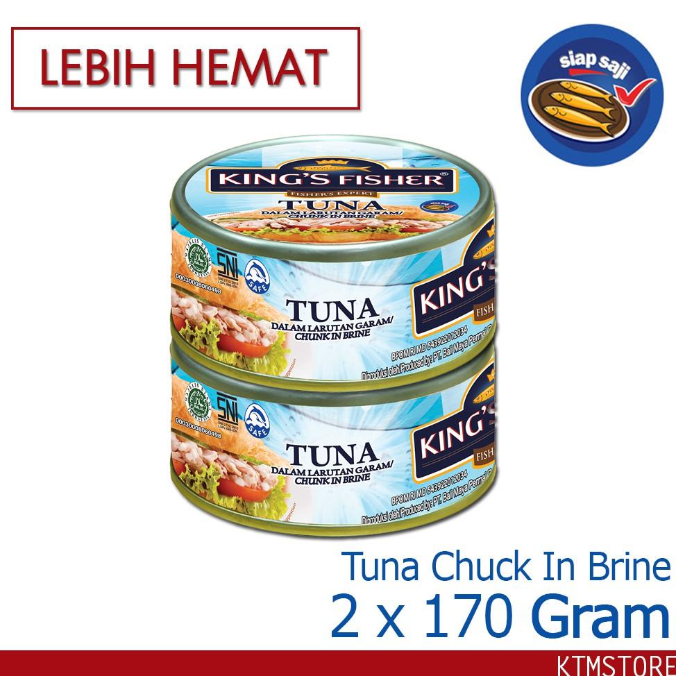 

jpy-01 Paket 2 pcs King's Fisher Tuna dalam Air Garam Tuna in Brine Daging Tuna Makanan Kaleng 170 g New Arifal