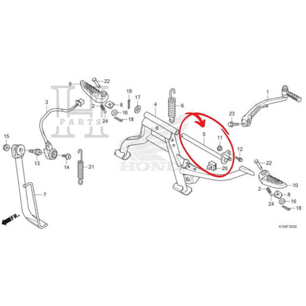 AS STANDAR TENGAH SHAFT MAIN STAND VARIO BEAT SCOOPY SPACY KARBURATOR FI ESP 50503-K25-900  ASLI ORIGINAL AHM HGP HONDA