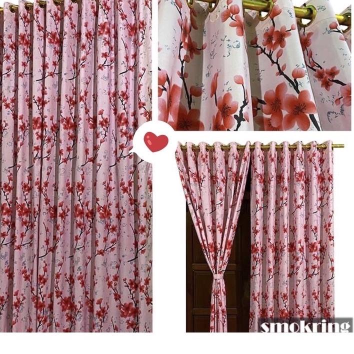 ☺ GORDEN SMOKRING + PONI MOTIF BUNGA SAKURA PINK ✩